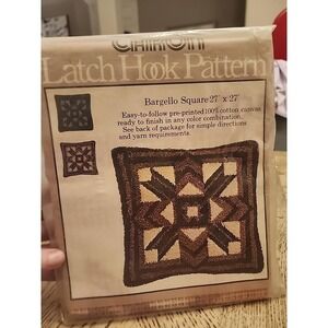 Caron Latch Hook Pattern Bargello Square Pillow 27X27 New Mod Vintage 1977 New